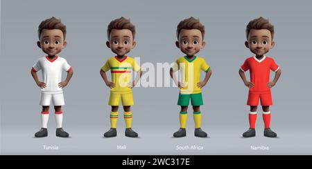 Tournoi d'Afrique 2023 groupes. Uniforme de l'équipe du Groupe E des pays d'afrique Illustration de Vecteur