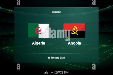 Algérie vs Angola. Modèle graphique de football diffusé sur le tableau d'affichage Illustration de Vecteur