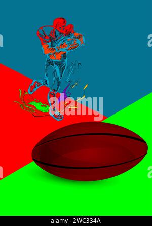 illustration abstraite de football américain sur backgraund multicolore Illustration de Vecteur