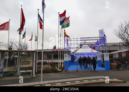 Entrée au célèbre tournoi d'échecs Tata Steel à Village House ¨de Moriaan¨ à Wijk aan Zee, pays-Bas Banque D'Images