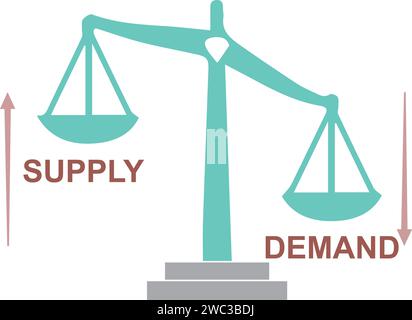 Offre et demande avec balance , Vector Illustration de Vecteur