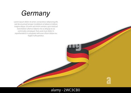 Drapeau d'onde de l'Allemagne avec arrière-plan de copyspace. Modèle vectoriel de bannière ou de ruban Illustration de Vecteur