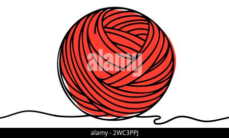 Journée du tricot. Une ligne continue. Illustration vectorielle dessinée avec une seule ligne. Illustration de Vecteur