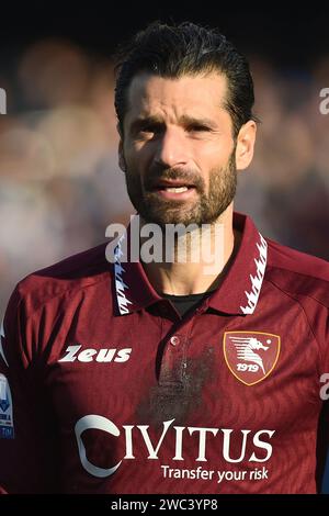 Naples, Italie. 13 janvier 2024. Antonio Candreva de l'US Salernitana lors du match de Serie A entre la SSC Napoli et l'US Salernitana au Stadio Diego Armando Maradona Naples Italie le 13 janvier 2024. Crédit:Franco Romano/Alamy Live News Banque D'Images