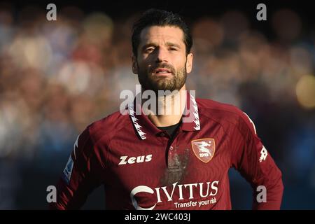 Naples, Italie. 13 janvier 2024. Antonio Candreva de l'US Salernitana lors du match de Serie A entre la SSC Napoli et l'US Salernitana au Stadio Diego Armando Maradona Naples Italie le 13 janvier 2024. Crédit:Franco Romano/Alamy Live News Banque D'Images