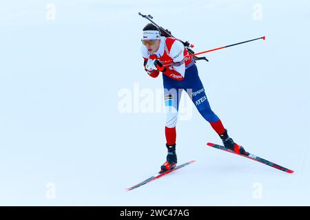 RUHPOLDING, ALLEMAGNE - 13 JANVIER 2024 : sprint masculin. Ruhpolding coupe du monde de biathlon 2024 à Chiemgau Arena Banque D'Images