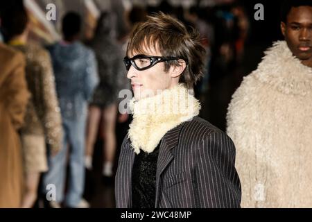 Milan, Italien. 13 janvier 2024. MSGM automne/hiver 2024-2025 Runway pendant la Fashion week de Milan vêtements pour hommes le 2024 janvier - Milan ; Italie 13/01/2024 crédit : dpa/Alamy Live News Banque D'Images