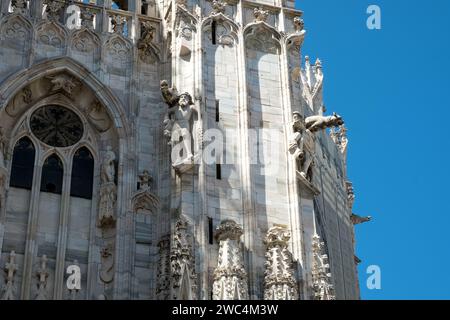 Détail architectural de la cathédrale de Milan (Duomo di Milano), l'église cathédrale de Milan en Lombardie, Italie. Banque D'Images