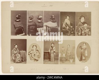 Vu deux japonaises inconnues sur le dos, Anonymous, 1885 photographie papier Japon. Papier blanc en carton personnes historiques anonymes dépeintes dans un double portrait - BB - Femme Japon Banque D'Images