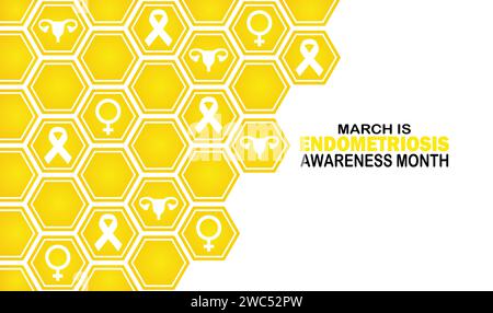 Mars est le mois de la sensibilisation à l'endométriose Illustration vectorielle. Convient pour carte de voeux, affiche et bannière Illustration de Vecteur