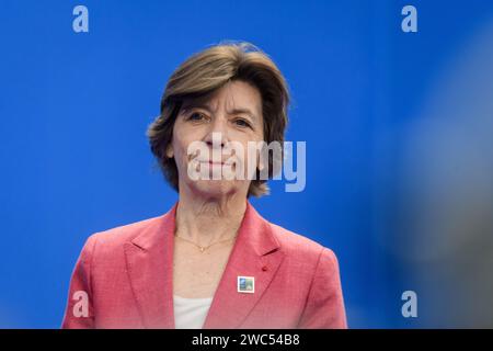 VILNIUS, LITUANIE. 11 juillet 2023. Catherine Colonna, ministre de l'Europe et des Affaires étrangères de la France, lors du SOMMET de l'OTAN 2023. Vilnius, Lituanie. Banque D'Images