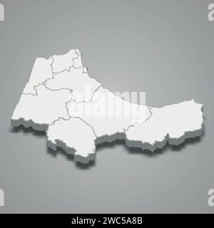 Carte isométrique 3d de Tanger-Tétouan-Al Hoceima est une région du Maroc, illustration vectorielle Illustration de Vecteur