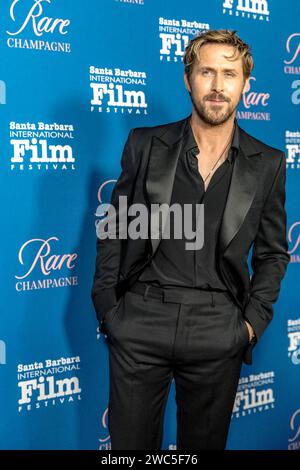 L'acteur Ryan Gosling arrive au Festival international du film de Santa Barbara pour recevoir le 16e Prix Kirk Douglas pour l'excellence cinématographique au Ritz-Carlton Bacara, Santa Barbara, CA le 13 janvier. 2024. (Photo de Rod Rolle/Sipa USA) Banque D'Images