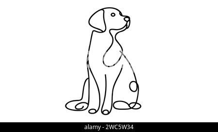 Chien de course dans le style de dessin d'art de ligne continue. Esquisse linéaire noire minimaliste isolée sur fond blanc. Illustration vectorielle Illustration de Vecteur