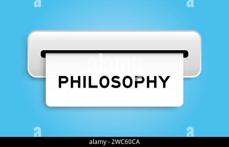 Bannière de coupon blanc avec philosophie de mot de la machine sur fond de couleur bleue Illustration de Vecteur