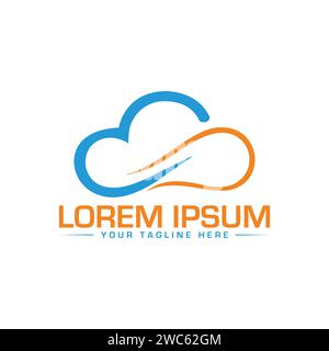 Logo Cloud. Design unique et Creative Cloud logo. Conception du logo Cloud Tech. Illustration de Vecteur