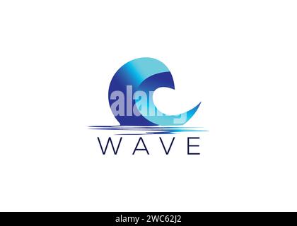 Modèle vectoriel de conception de logo Ocean Wave minimaliste Illustration de Vecteur