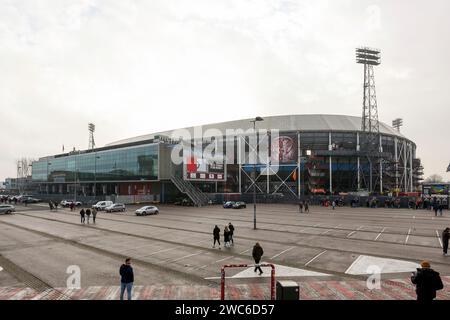 ROTTERDAM, NEDERLAND - JANVIER 14 : Stadion of Feyenoord avant le match néerlandais d'Eredivisie entre Feyenoord et NEC Nijmegen au Stadion Feijenoord le 14 janvier 2024 à Rotterdam, Nederland. (Photo Hans van der Valk/Orange Pictures) Banque D'Images