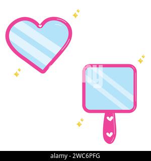 Barbie Theme Mirror Set Cute Vector Illustration Illustration de Vecteur