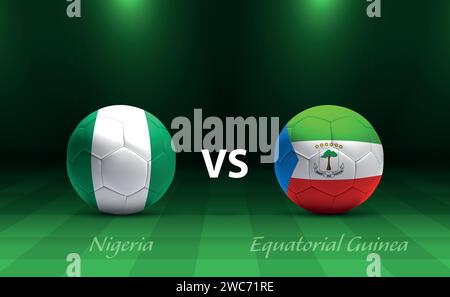 Modèle de diffusion du tableau de bord Nigeria vs Guinée équatoriale pour le tournoi de football afrique 2023 Illustration de Vecteur