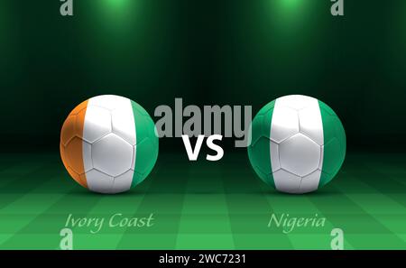 Modèle de diffusion du tableau de bord de football Côte d'Ivoire vs Nigeria pour le tournoi de football afrique 2023 Illustration de Vecteur