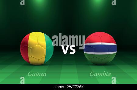Modèle de diffusion du tableau de bord de football Guinée vs Gambie pour le tournoi de football afrique 2023 Illustration de Vecteur