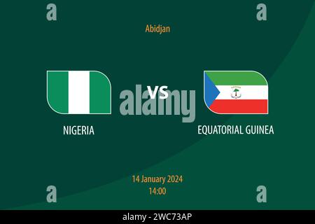 Modèle de diffusion du tableau de bord Nigeria vs Guinée équatoriale pour le tournoi de football afrique 2023 Illustration de Vecteur