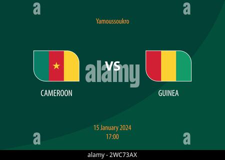 Modèle de diffusion du tableau de bord Cameroun vs Guinée pour le tournoi de football afrique 2023 Illustration de Vecteur