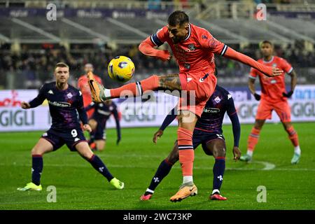 Florence, Italie. 14 janvier 2024. Roberto Pereyra d'Udinese Calcio en action lors du match de football Serie A entre ACF Fiorentina et Udinese Calcio au stade Artemio franchi à Florence (Italie), le 14 janvier 2023. Crédit : Insidefoto di andrea staccioli/Alamy Live News Banque D'Images