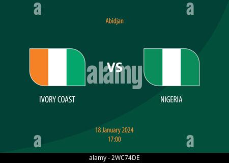 Modèle de diffusion du tableau de bord de football Côte d'Ivoire vs Nigeria pour le tournoi de football afrique 2023 Illustration de Vecteur