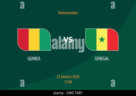 Modèle de diffusion du tableau de bord de football Guinée vs Sénégal pour le tournoi de football afrique 2023 Illustration de Vecteur