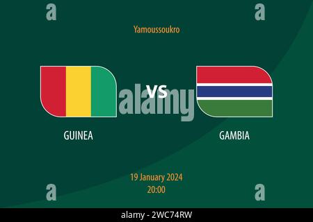 Modèle de diffusion du tableau de bord de football Guinée vs Gambie pour le tournoi de football afrique 2023 Illustration de Vecteur