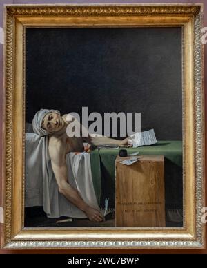 Paris, France - 01 06 2024 : Musée du Louvre. Mort de Marat peint par Jacques-Louis David Banque D'Images