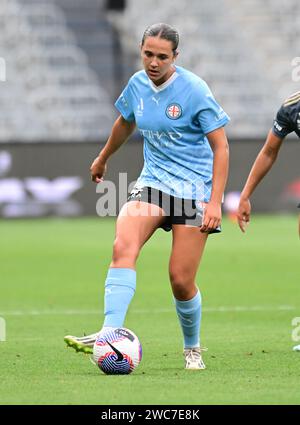 Parramatta, Australie. 14 janvier 2024. Daniela Galic du Melbourne City FC en action lors du match Unite Round de la saison féminine 2023-24 entre le Western Sydney Wanderers FC et le Melbourne City FC au CommBank Stadium. Score final ; Western Sydney Wanderers FC 1:0 Melbourne City FC. Crédit : SOPA Images Limited/Alamy Live News Banque D'Images