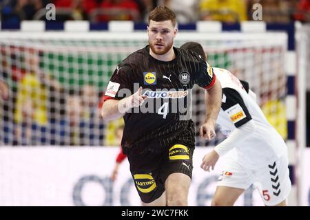 Berlin, Allemagne. 14 janvier 2024. Johannes Golla d'Allemagne lors de l'Euro 2024 de l'EHF masculin, match de handball du Groupe A entre la Macédoine du Nord et l'Allemagne le 14 janvier 2024 au Mercedes-Benz Arena de Berlin, Allemagne - photo Piotr Matusewicz/DPPI crédit : DPPI Media/Alamy Live News Banque D'Images