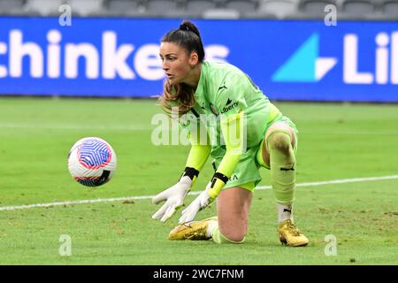 Parramatta, Australie. 14 janvier 2024. Lysianne Proulx, du Melbourne City FC, est en action lors du match Unite Round de la saison féminine 2023-24 entre le Western Sydney Wanderers FC et le Melbourne City FC au CommBank Stadium. Score final ; Western Sydney Wanderers FC 1:0 Melbourne City FC. (Photo Luis Veniegra/SOPA Images/Sipa USA) crédit : SIPA USA/Alamy Live News Banque D'Images