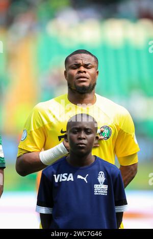 Abidjan, Nigeria. 14 Jan 2024. Nigeria vs Guinée équatoriale. Coupe d'Afrique des Nations AFCON 2023. Stanly Nwabali. Victor Modo Banque D'Images