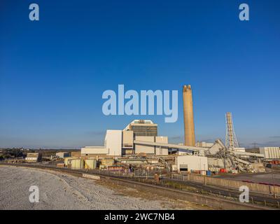 Vue aérienne de la centrale électrique d'Aberthaw, Gileston, Vale of Glamorgan : Phillip Roberts Banque D'Images