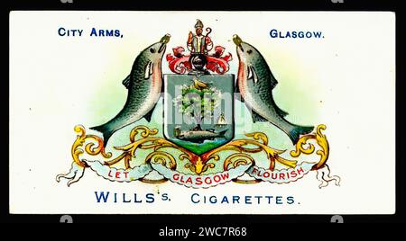 Arms of Glasgow - Illustration de carte de cigarette vintage Banque D'Images