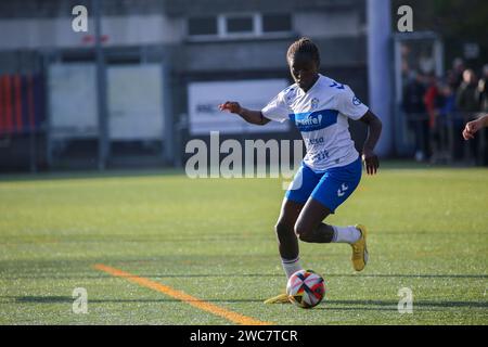 San Claudio, Espagne, le 14 janvier 2024 : le joueur de l'épreuve des 16 de la SM la Reina Cup 2023-24 entre le Real Oviedo FEM et l'UDG Tenerife, le 14 janvier 2024, au complexe sportif El Castañeo, à San Claudio, Espagne. Crédit : Alberto Brevers / Alamy Live News. Banque D'Images