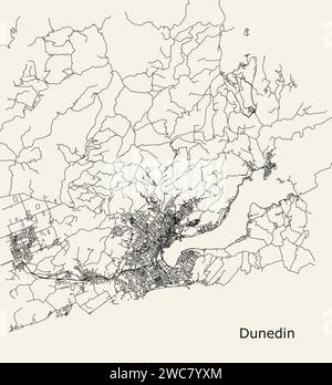 Vector City Road map of Dunedin, Nouvelle-Zélande Illustration de Vecteur