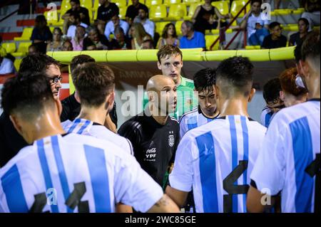 Javier Mascherano, entraîneur de l'équipe nationale Argentine U-20 donnant des instructions à ses joueurs, juillet 2022, Alcudia, Valence, Espagne. Banque D'Images