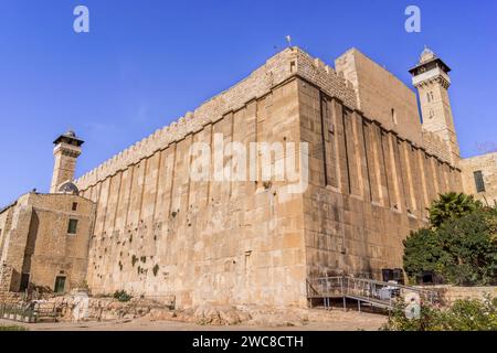 Le Caveau des Patriarches (Tombeau des Patriarches, Machpelah), un sanctuaire religieux, dans le centre-ville de la ville palestinienne de Hébron, Cisjordanie, Palestine Banque D'Images