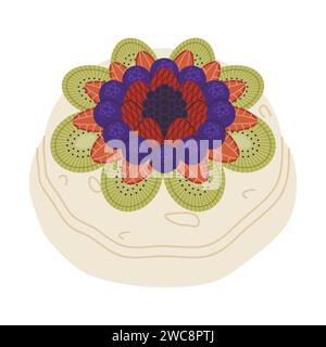 blanc pavlova gâteau crémeux avec garniture de fruits goût sucré délicieux dessert pâtisserie plat de décoration de luxe Illustration de Vecteur