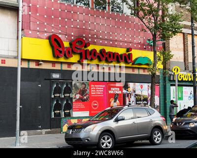 Un restaurant fermé au centre-ville de Montréal, Québec, Canada Banque D'Images