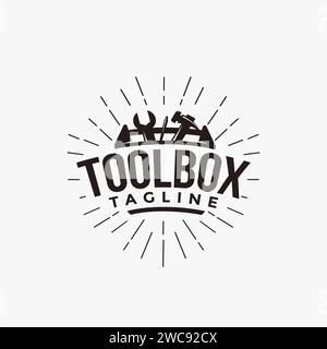 Vecteur d'icône de logo de boîte à outils mécanique industrielle abstraite simple sur fond blanc Illustration de Vecteur