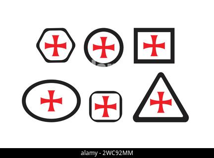 Ensemble de croix Templiers. Icônes de symboles modifiables. Illustration de Vecteur
