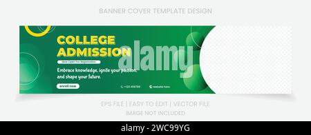 Admission à l'école vert couleur jaune couverture bannière design de médias sociaux Illustration de Vecteur