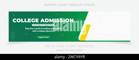 Admission à l'école vert couleur jaune couverture bannière design de médias sociaux Illustration de Vecteur