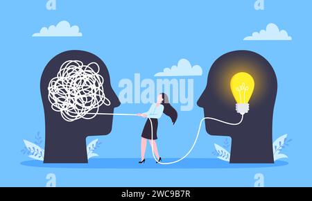 Démêlez le processus de chaos d'affaires avec enchevêtrement difficile problème désordre concept d'entreprise illustration vectorielle de conception de style plat. Chaos à l'ordre, complexe à s. Illustration de Vecteur